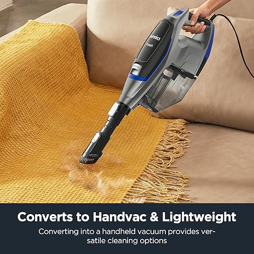 Eureka Corded Stick Vacuum Cleaner for Home Pet Hair Lightweight Vacuum Cleaner with Powerful Suction for Carpet Tile and Hard Floor Blue NES520BL 2-in-1 Flash Handheld Vac