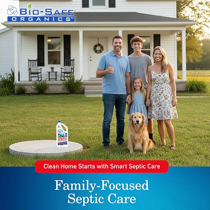 DrainFix &amp Septic Restorer – 32 oz Enzyme Septic Tank Treatment &amp Drainfield Restoration – Organic Drain Cleaner for Sewer Lines RV &amp Home Plumbing – Safe for Pipes &amp Septic Systems