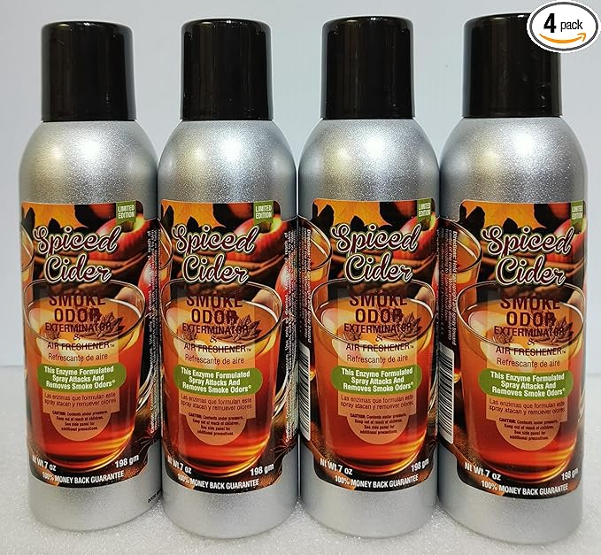 Smoke Odor Exterminator 198 gm/ 7 oz Large Spray Spiced Cider 7oz Can 4 Pack. Assorted