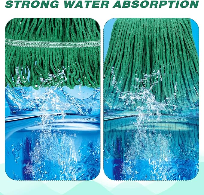 Nuogo 10 Pcs Commercial Mop Head Replacement Floor Cleaning Wet Heavy Duty Commercial Mop Refills General Cleaning(27.6 InchGreen)