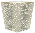 Marye-Kelley Taupe Antelope with Silver Trim Wastepaper Basket Flat TopNeutral Animal PrintHandmade in The USA Wastebasket for Bedroom Bathroom Living Room Office Kitchen