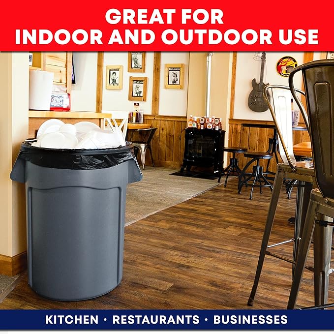 Tasker 44-45 Gallon Trash Bags Heavy Duty (Value 100 Bags w/Ties) Extra Large Black Trash Bags - 39 Gallon - 40 Gallon - 42 Gallon - 45 Gallon - Large Black Garbage Bags Heavy Duty
