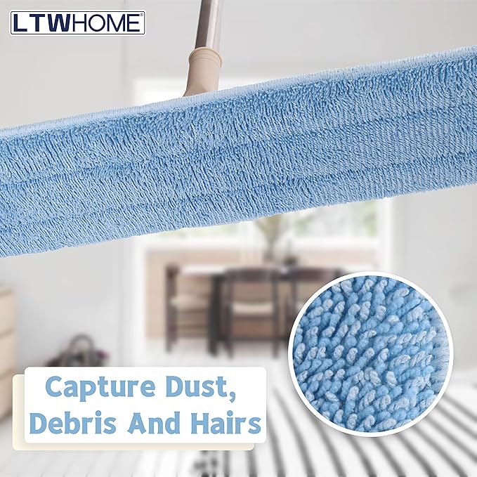 LTWHOME 24 Microfiber Commercial Mop Refill Pads in Blue Fit for Wet or Dry Floor Cleaning (Pack of 6)