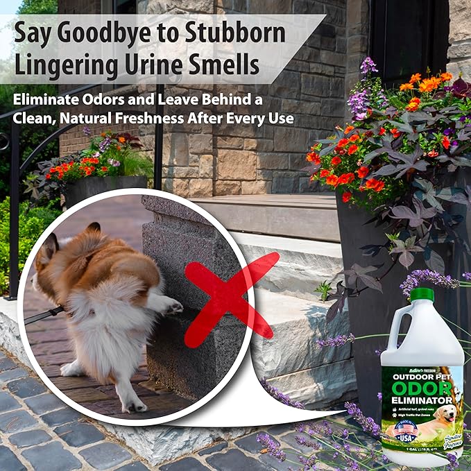 Nature's Freedom Hose-End Outdoor Pet Odor Eliminator – Gallon Enzyme Cleaner with Spray Gun for Yard Turf Patios Kennels Concrete