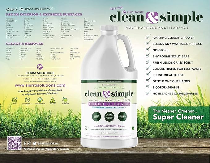 clean &amp simple™ SUPER CLEANER - Concentrated All-Purpose Multi-Surface Cleaner Non-Toxic Biodegradable