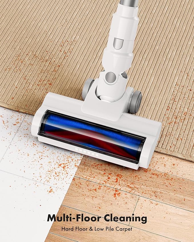 Trucozie Cordless Vacuum Cleaner 8-in-1 Lightweight Stick Vacuum with 45mins Runtime Powerful Suction Vacuum Cleaners for Home Hardwood Floors Carpet Pet Hair White