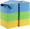 POLYTE Microfiber Cleaning Cloth 12 x 16 in Blue Green Yellow 36 Pack