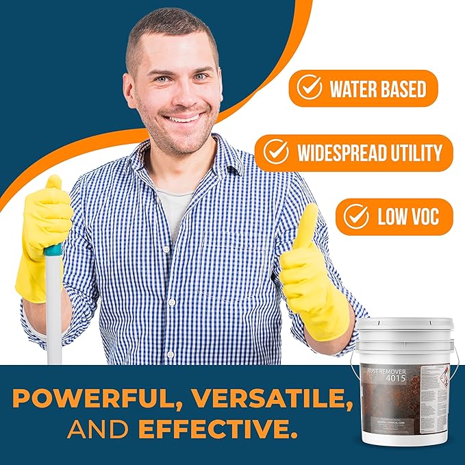 DeckGeneral Rust Remover 4015 All Surface Rust Stain Eliminator Concrete Cleaner Effective Oxidation Clean Up for Driveways Walkways Swimming Pools Brick Pavements and More (5 Gallon)