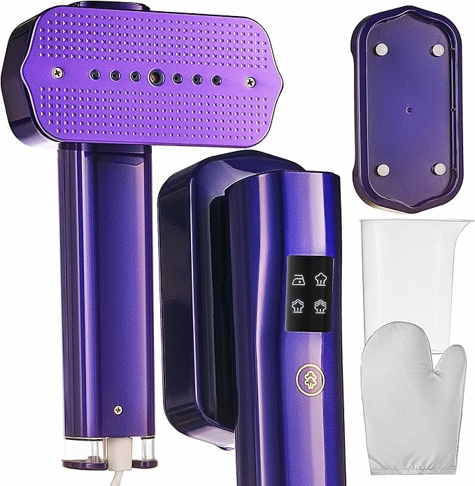 Mini Steam Iron &amp Travel Garment Steamer – 1200W Portable Wrinkle Remover Handheld Clothes Steamer 20s Fast Heating 4 Modes Compact Folding Design Fabric Steamer for Home &amp Travel–Purple