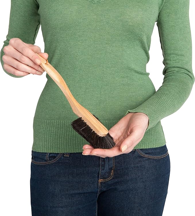 REDECKER Oiled Beechwood Dish Brush with Curved Handle Set of 2 10-1/2-Inch Long - Redecker Wood Dish Brush - Natural Bristle Dish Brush