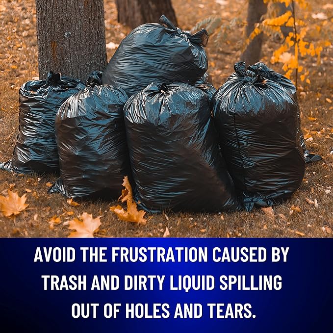 Contractor Construction Garbage Bags - Large Black Trash for Construction Moving Cleaning Heavy Duty 3 Mil Thick Plastic Bag 42 Gallon 32x50'' 40 Count (Pack of 1) (ContractBags4240ct)