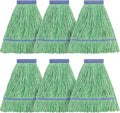 Matthew Cleaning Heavy Duty Mop Head Commercial Replacement for General and Floor Cleaning  Wet Industrial Blue Cotton Looped End String Head Refill (Pack of 6) Green