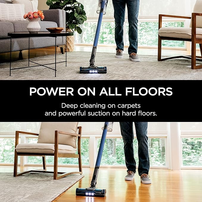 Shark IZ363HT Anti-Allergen Pet Power Cordless Stick Vacuum with PowerFins Technology and Removable Handheld Blue (Renewed)