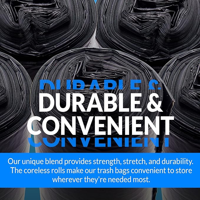 Reli. 6-10 Gallon Trash Bags | 1000 Bags | Black | Bathroom | Strong | Garbage