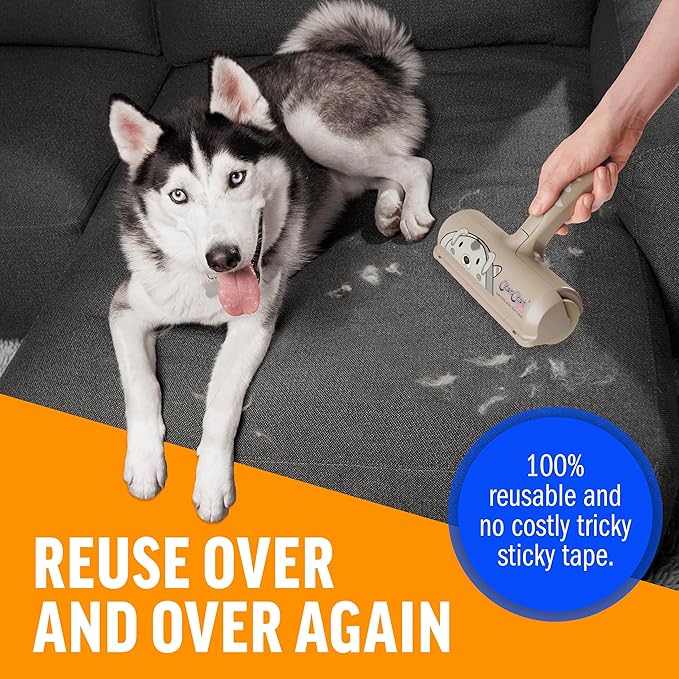 ChomChom Roller Pet Hair Remover – Original Size Reusable Lint Roller for Cat &amp Dog Hair on Furniture Couch Carpet Car Rugs &amp Bedding – Portable Eco-Friendly (Dog)