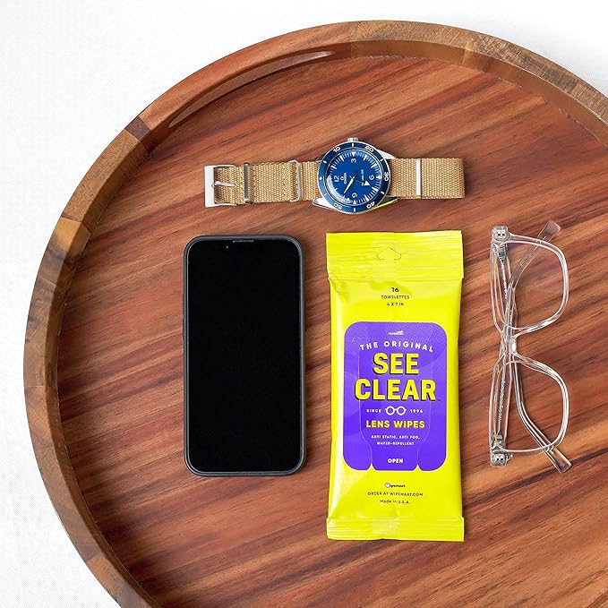 See Clear Original Lens Cleaning Wipes - Pre-Moistened Eyeglass &amp Screen Cleaning Cloth Towelettes - Streak Free Scratch Free Lens &amp Electronic Screen Cleaner - 12 Resealable Packs of 16 (192