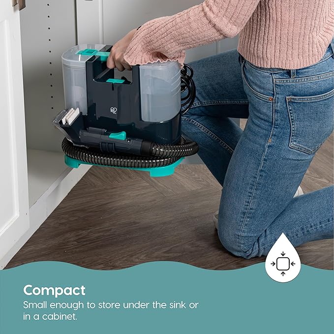 IRIS USA Carpet Spot Cleaner Machine 110V with Auto Spray for Low Pile Carpet Couch Sofa Upholstery Car Detailing Shallow Berber Rug Lightweight Portable Chemical-Free Stain Remover 1000mL Tank