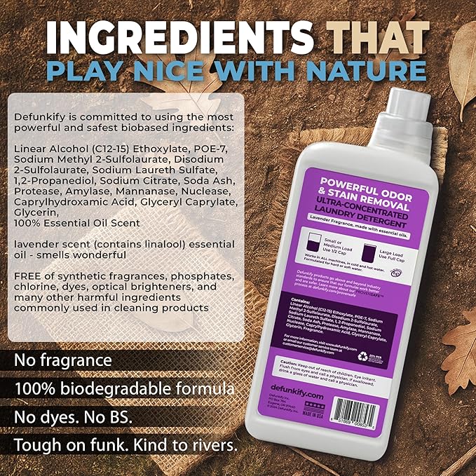 Laundry Detergent 124 Load. 'Lavender' Essential Oil Liquid Laundry Detergent Washing Soap for Sensitive Skin. ProvenSafe™ Cleaning Supply w/Odor &amp Stain Remover for Outdoor Gear &amp All Fabric