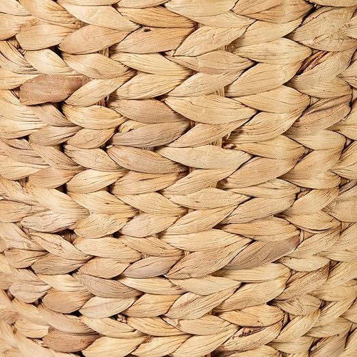 2-Pack Woven Waste Basket for Bathroom Bedroom or Living Room | Wicker Wastebasket Style Handwoven Basket Made from Water Hyacinth | Modern Boho Storage Basket