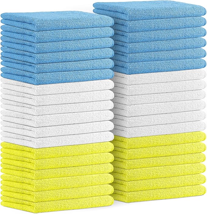 Avalon Towels Microfiber Cleaning Cloths (Value Pack of 36) - Size 16 x 16 Inches Highly Absorbent Cleaning Rags Lint Free Reusable and Washable Microfiber Towels for Cars