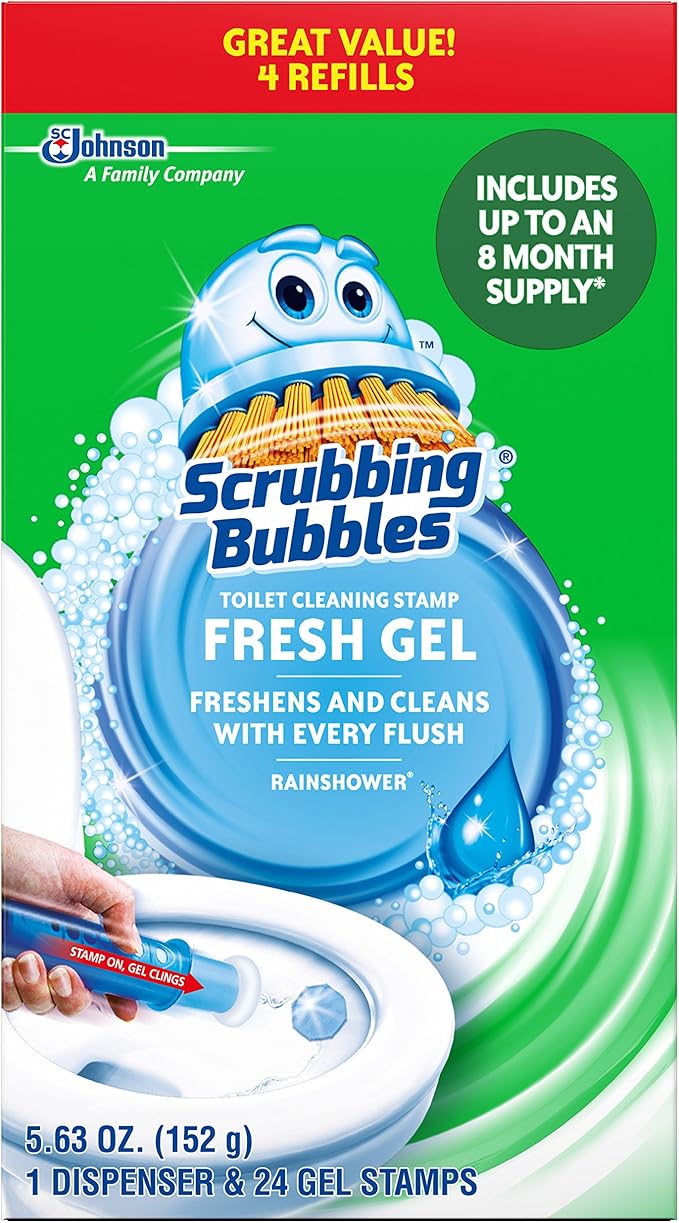 PACK OF 3 - Scrubbing Bubbles Toilet Cleaning Gel Starter Kit Glade Rainshower 24 count 5.63 Ounces