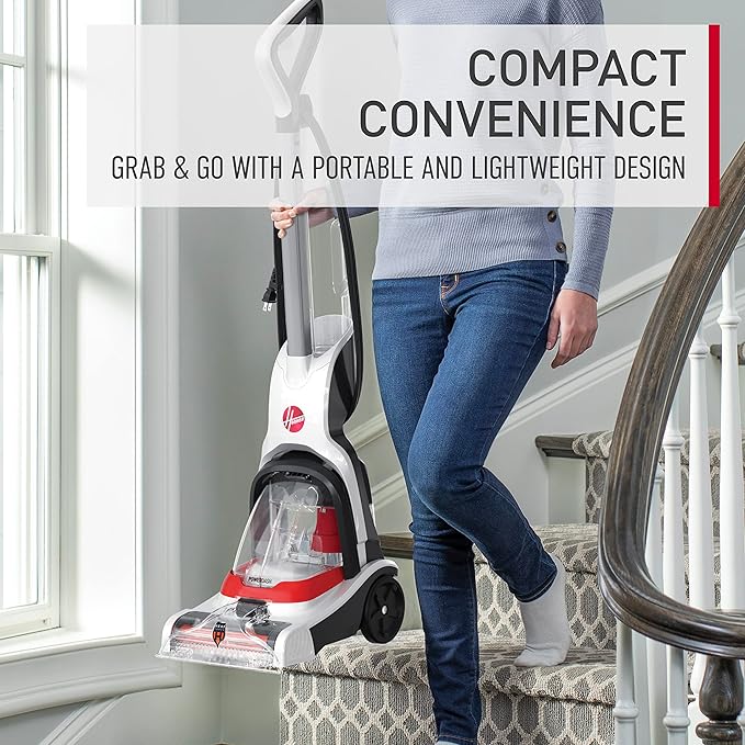 Hoover PowerDash Pet+ Compact Carpet Cleaner Machine Lightweight Carpet Shampooer Machine Pair with a Hoover Carpet Cleaner Solution for a Bright Refreshed Home