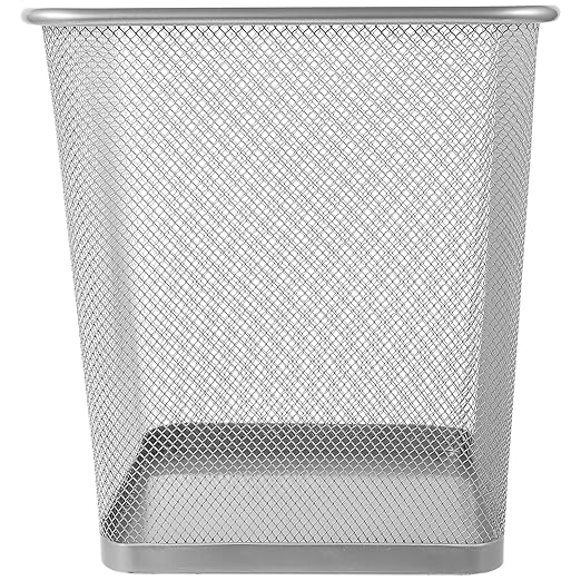 jojofuny Metal Mesh Trash Can Small Square Silver Wire Wastebasket for Bedroom Office Indoor Use Household Waste Bin