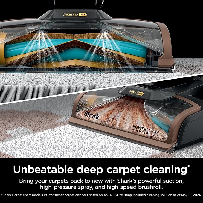 Shark EX301 CarpetXpert HairPro Pet with StainStriker Corded Upright Deep Carpet Rug &amp Upholstery Cleaner Pet Stain Remover Gray (Renewed)