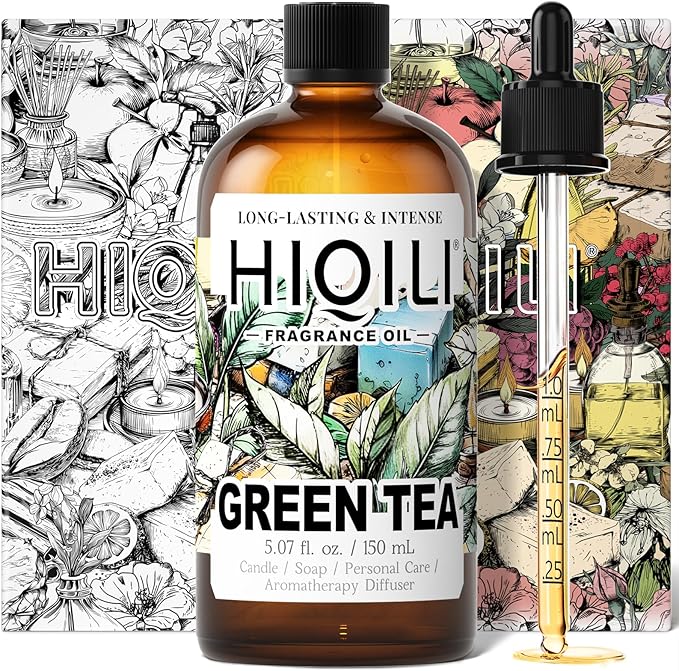 HIQILI Green Tea Fragrance Oil for Candle &amp Soap Making Refreshing Scents for Home Diffusers Laundry Dryer Balls - 5.07 Fl Oz