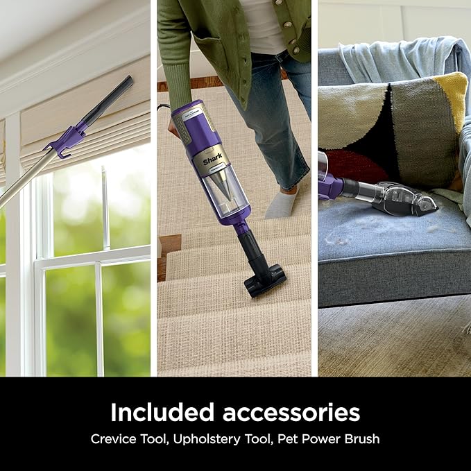 Shark POWERDETECT Ultra-Light Corded Stick Vacuum with DuoClean Technology Self-Cleaning Brushroll for No Hair Wrap Anti-Allergen Complete Seal and Odor Neutralizer Technology HZ4002