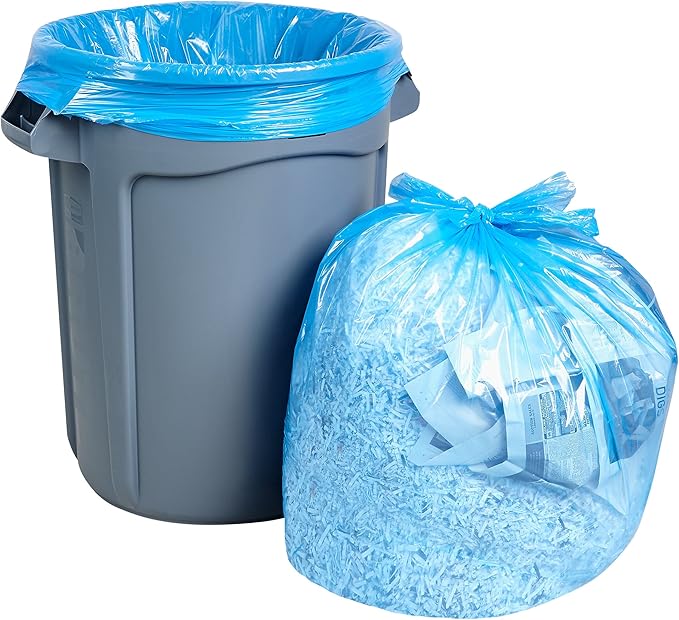 Recycling Trash Bags 55 Gallon (50 count w/Ties) Large Blue Plastic Garbage Bags