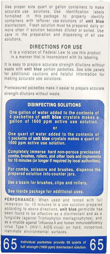 Unit Blue 12 Pack Germicidal Barber Disinfectant Liquid Cleaner Concentrate for Clipper Care - Barber Cleaner - Hair Clipper Disinfectant - Anti-Rust Formula to Sterilize Scissors Razor Brush &amp