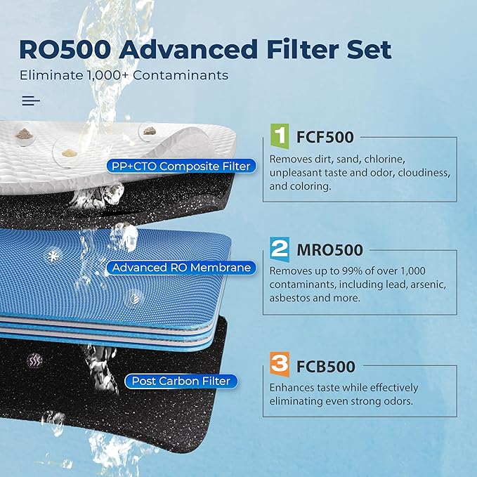 iSpring RO500-ORB Reverse Osmosis System NSF 58 Certified 500 GPD Under Sink RO System Tankless Reverse Osmosis Water Filter 2:1 Pure to Drain Ratio White Oil Rubbed Black Faucet