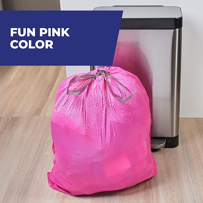 Hefty Ultra Strong 13 Gallon Trash Bags Tall Kitchen Trash Bags 13 Gallon Size Resist Leaks Punctures and Rips Continuous Odor Control Pink Fabuloso Watermelon Scent 110 Bags