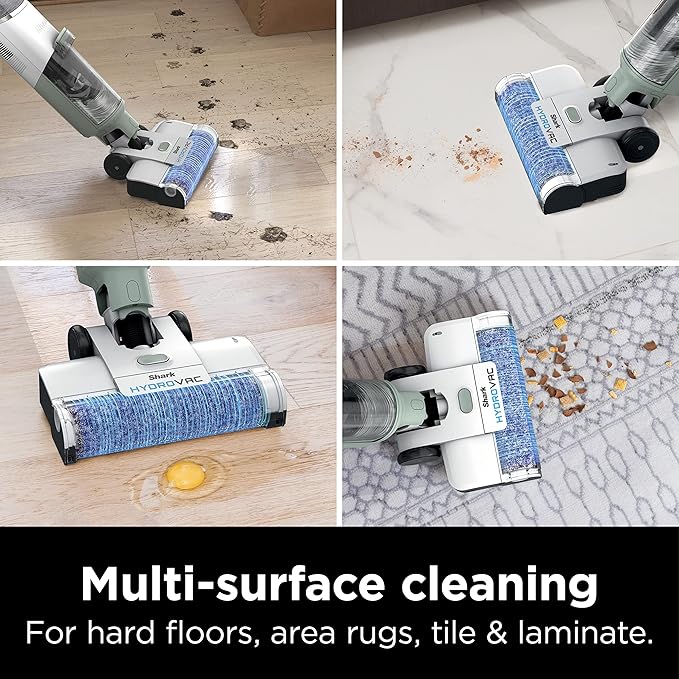 Shark AW302 HydroVac Cordless Pro XL 3-in-1 Vacuum Mop &amp Self-Cleaning System with 2 Brushrolls &amp 2 Solutions for Multi-Surface Cleaning for Hardwood Tile Area Rug &amp More Tea Green