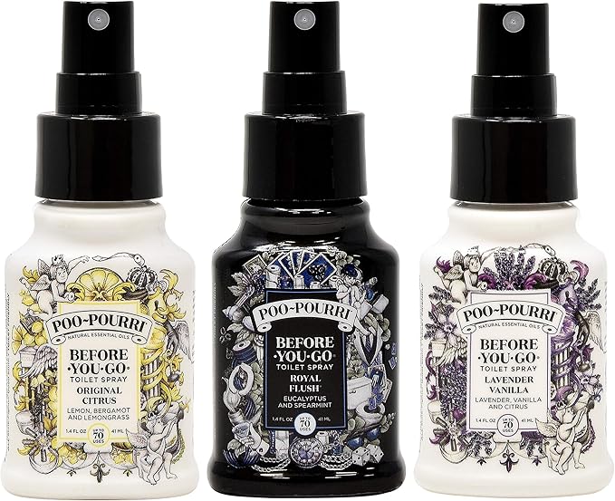 Poo-Pourri Original Citrus Lavender Vanilla and Royal Flush 1.4 Ounce Bottles