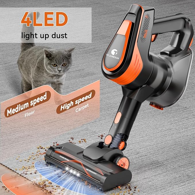 23Ft Corded Vacuum Cleaner 600W Powerful Self-Standing Stick Vacuum for Home with 20Kpa Suction 2 Speeds Lightweight Household Vacuum Cleaner for CarpetHardwood Floors and Pet Hair