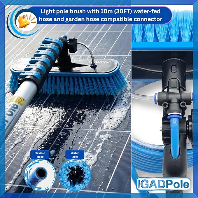 IGADPole 24 FT Washing Kit: Water-fed Brush with Soap Dispenser Cobweb Dusters with 6-Stage Telescoping Pole 5-24ft Pole/Window and Dusting Cleaning Kit