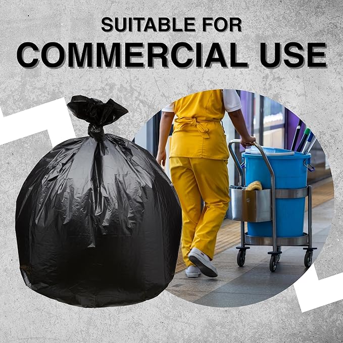 45 Gallon Garbage Trash Bag 40X46 1.2 Mil Black 100 Count Can Liner Bulk 40 Gallon 41 Gallon 42 Gallon 43 Gallon 44 Gallon Made in USA