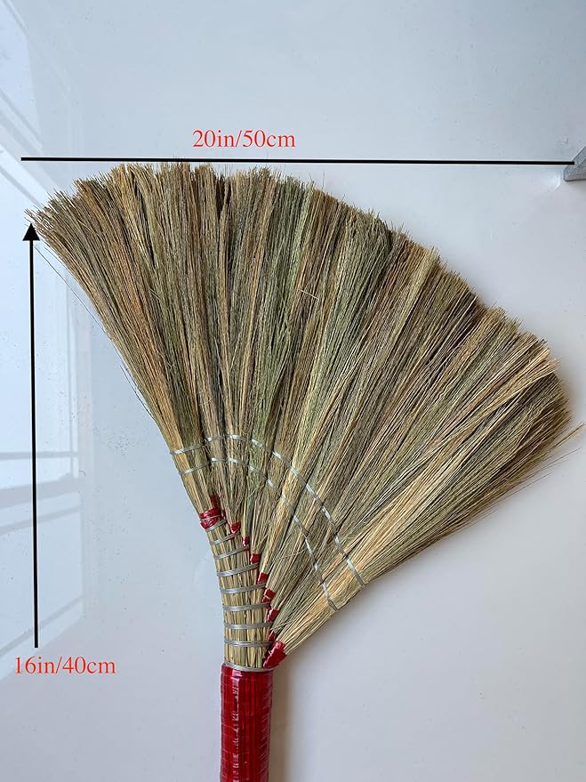VIELAB Deluxe Vietnamese Natural Straw Broom /40 Handmade Soft Grass Broom for Indoor &amp Outdoor (3 Packs).