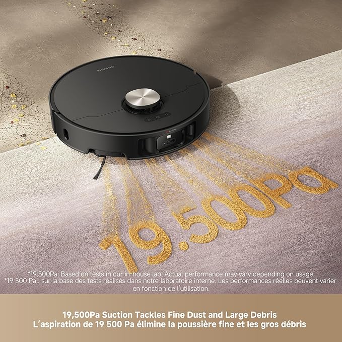 DREAME L50 Ultra Robot Vacuum and Mop Black with Auto-Empty and Mop Self-Cleaning Precise Obstacle Avoidance 19500Pa Suction HyperStream Detangling DuoBrush