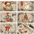 Meanplan Set of 6 Christmas Dish Drying Mats for Kitchen 24x 16 Retro Xmas Kitchen Accessories Santa Berries Rectangle Table Mats Washable Absorbent Drainer Draining Dry Pad for Christmas Home Decor
