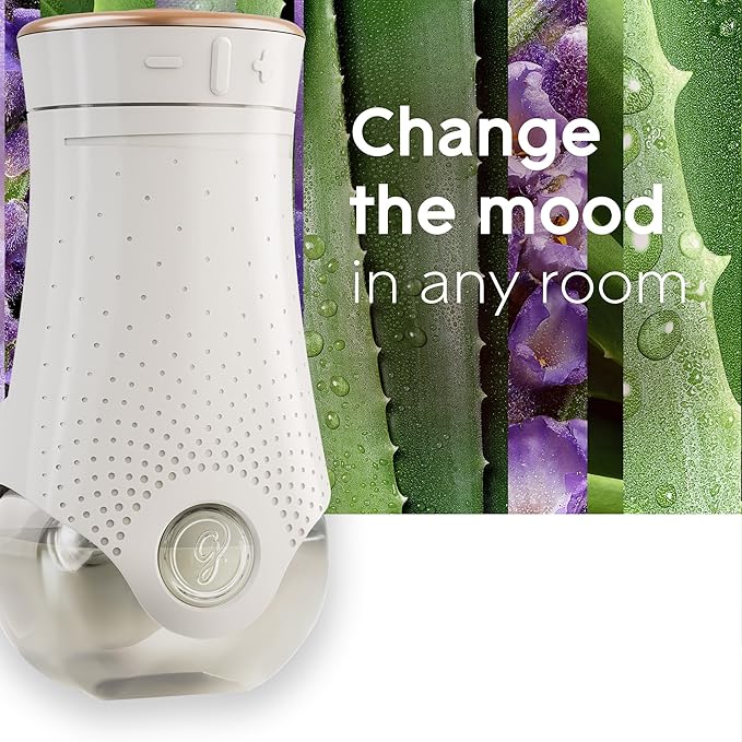 Glade PlugIns Refills Air Freshener Starter Kit Scented and Essential Oils for Home and Bathroom Tranquil Lavender &amp Aloe 4.02 Fl Oz 2 Warmers + 6 Refills
