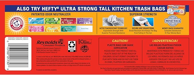 Hefty Renew Tall Kitchen Trash Bags White Unscented 13 Gallon 40 Count