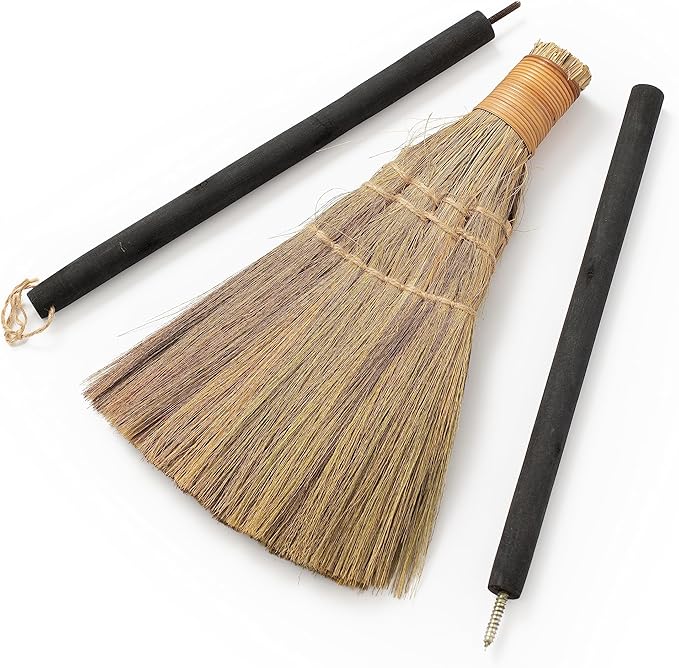 Vietnamese Straw Soft Black Broom for Cleaning with Long Handle Broom- Broom Decorative 9.45'' Width 45.28 Length