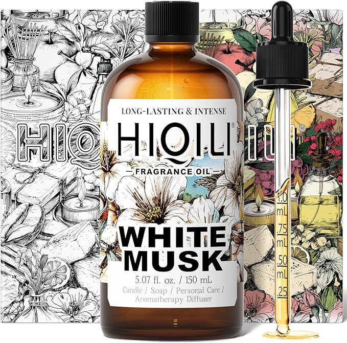 HIQILI White Musk Fragrance Oil Candle Scents for Candle Making Soap Making Supplies Musk Perfume for Women for Diffuser Use - 5.07 Fl Oz