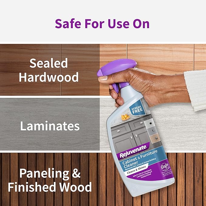 Rejuvenate Cabinet &amp Furniture Cleaner pH Neutral Streak and Residue Free Cleans Restores Protects 24 Ounces 6 Pack