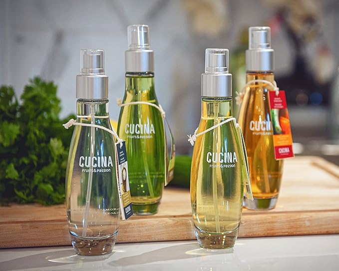 Fruits &amp Passion Cucina Fragrant Kitchen Mist – Sea Salt &amp Amalfi Lemon Home &amp Kitchen Air Freshener Spray in Decorative Glass Bottle Clean Citrus &amp Mineral Scent 3.3 fl oz (100 ml)
