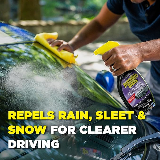 Invisible Glass 92184-6PK Glass Cleaner + Rain Repellent 2-in-1 Windshield and Window Spray Cleans Auto Glass Repels Rain Sleet Snow Improves Wet Weather Visibility – 22 fl oz (Pack of 6)