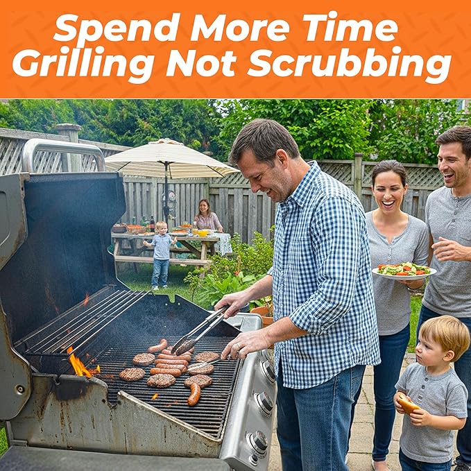 Proud Grill Company Q-Swiper 2-Minute Miracle Grill &amp Grate Cleaner with Scrub Clean Cloth - Degreaser Spray for BBQ Oven Stove Kitchen Tops &amp Surfaces Grate &amp Grease Remover Smoker C